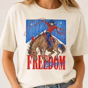 USA 250th Anniversary Western Tee | Cowgirl Patriotic Graphic Top | Independence Day Rodeo Apparel